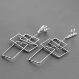 INATURE 925 Sterling Silver Fashion Punk Rectangle Drop Earrings