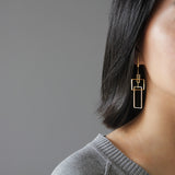 INATURE 925 Sterling Silver Fashion Punk Rectangle Drop Earrings