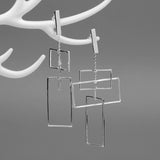INATURE 925 Sterling Silver Fashion Punk Rectangle Drop Earrings