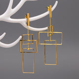 INATURE 925 Sterling Silver Fashion Punk Rectangle Drop Earrings
