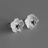 INATURE 925 Sterling Silver Fashion Women Jewelry Natural Crystal Flower Stud Earrings