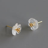 INATURE 925 Sterling Silver Fashion Women Jewelry Natural Crystal Flower Stud Earrings