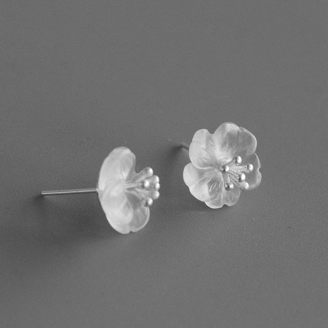 INATURE 925 Sterling Silver Fashion Women Jewelry Natural Crystal Flower Stud Earrings