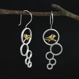 INATURE 925 Sterling Silver Flower Leaf Bird Drop Earrings