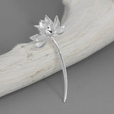 INATURE 925 Sterling Silver Fresh Lotus Flower Brooch Pins