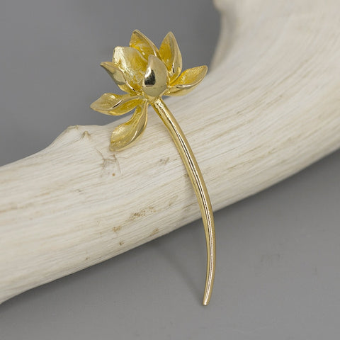 INATURE 925 Sterling Silver Fresh Lotus Flower Brooch Pins