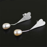 INATURE 925 Sterling Silver Freshwater Pearl Heart Drop Earrings
