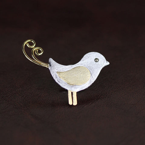 INATURE 925 Sterling Silver Funny Bird Brooches