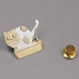 INATURE 925 Sterling Silver Funny Cat Brooch Pins