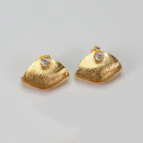 INATURE 925 Sterling Silver Gold Color Fashion Geometric Stud Earrings