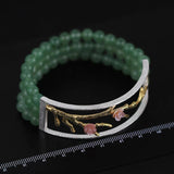 INATURE 925 Sterling Silver Green Aventurine Beads Vintage Pink Shell Flower Charm Bracelets