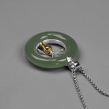 INATURE Sterling Silver Green Aventurine Vintage Vase Flower Pendant Necklace
