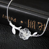 INATURE Sterling Silver Handmade Flower Crystal Pendant Necklace