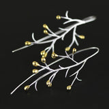 INATURE 925 Sterling Silver Handmade Statement Tree Branches Drop Earrings