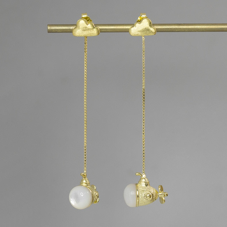 INATURE 925 Sterling Silver Happy Submarine Shell Earrings