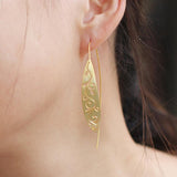 INATURE 925 Sterling Silver Hollow Flower Leaves Long Drop Earrings