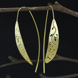 INATURE 925 Sterling Silver Hollow Flower Leaves Long Drop Earrings