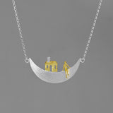 INATURE 925 Sterling Silver Home on the Moon Pendant Necklaces