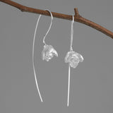 INATURE 925 Sterling Silver Jasmine Flower Long Dangle Earrings