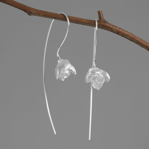 INATURE 925 Sterling Silver Jasmine Flower Long Dangle Earrings