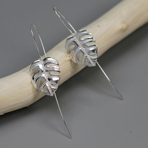 INATURE 925 Sterling Silver Jewelry Fashion Monstera Leaf Drop Earrings