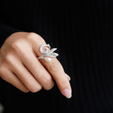 INATURE 925 Sterling Silver Jewelry Handmade 3D Flower Ring