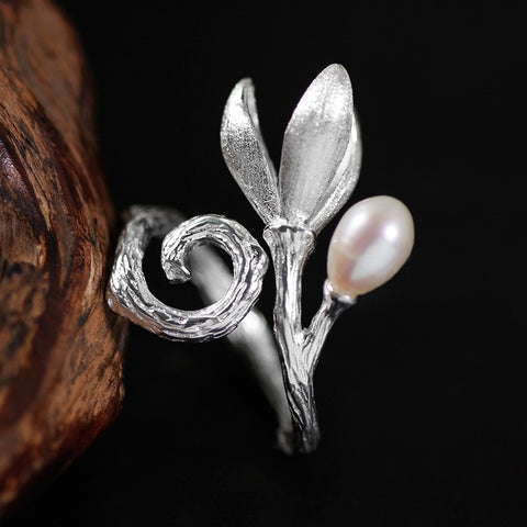 INATURE 925 Sterling Silver Jewelry Handmade 3D Flower Ring