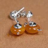 INATURE 925 Sterling Silver Jewelry Natural Amber Teapot Drop Earrings