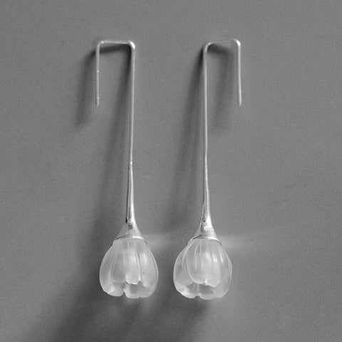 INATURE 925 Sterling Silver Jewelry Natural Crystal Simple Flower Earrings