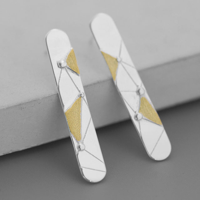 INATURE 925 Sterling Silver Jewelry Simple Line Geometric Earrings