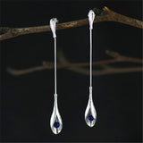INATURE 925 Sterling Silver Lapis Lazuli Coral Elegant Long Drop Earrings