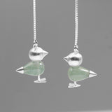 INATURE 925 Sterling Silver Lapis Lazuli Lovely Bird Drop Earrings Fashion Long Tassel Earrings