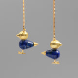 INATURE 925 Sterling Silver Lapis Lazuli Lovely Bird Drop Earrings Fashion Long Tassel Earrings