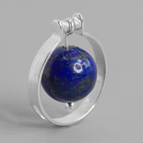 INATURE 925 Sterling Silver Lapis Lazuli Planet Finger Ring