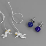 INATURE 925 Sterling Silver Lapis Lazuli Space Astronaut Long Tassel Drop Earrings