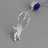 INATURE 925 Sterling Silver Lapis Lazuli Space Astronaut Pendant Nekclace