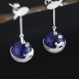 INATURE 925 Sterling Silver Lapis Lazuli The Dream of Cat Drop Earrings