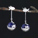 INATURE 925 Sterling Silver Lapis Lazuli The Dream of Cat Drop Earrings