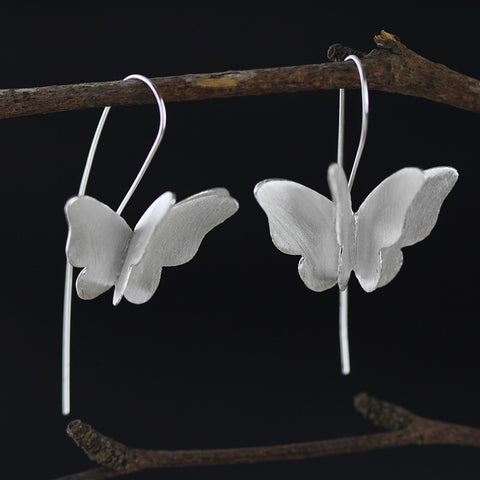 INATURE 925 Sterling Silver Large Butterfly Dangle Earrings