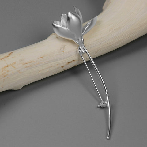 INATURE 925 Sterling Silver Large Magnolia Flower Brooches