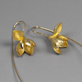 INATURE 925 Sterling Silver Large Magnolia Flower Drop Earrings