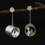 INATURE 925 Sterling Silver Meeting Love with Cat Drop Earrings