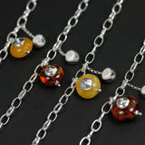 INATURE 925 Sterling Silver Natural Amber Teapot Charm Bracelet