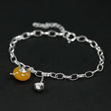 INATURE 925 Sterling Silver Natural Amber Teapot Charm Bracelet