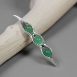 INATURE 925 Sterling Silver Natural Aventurine Pea Pod Brooch Pins