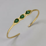 INATURE 925 Sterling Silver Natural Aventurine Pea Pod Cuff Bracelets & Bangles