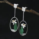 INATURE 925 Sterling Silver Natural Aventurine Vase Flower Drop Earrings