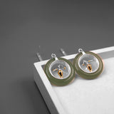 INATURE 925 Sterling Silver Natural Aventurine Vase Round Drop Earrings