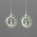 INATURE 925 Sterling Silver Natural Aventurine Vase Round Drop Earrings