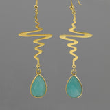 INATURE 925 Sterling Silver Natural Blue Amazonite Geometric Water Drop Earrings